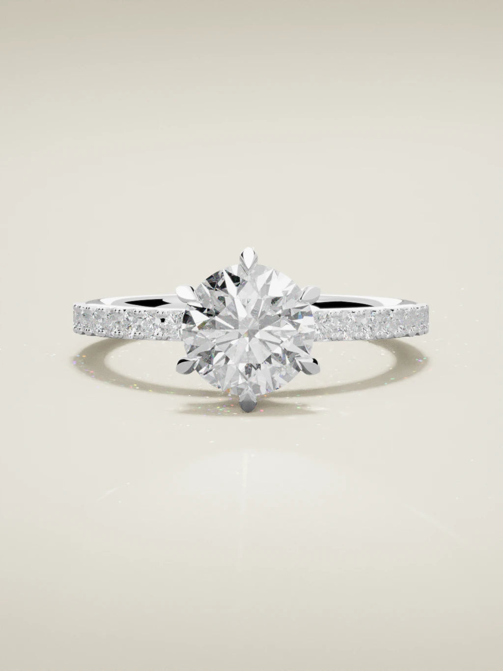 The Vitral round lab-grown diamond solitaire in 14K white gold, front view