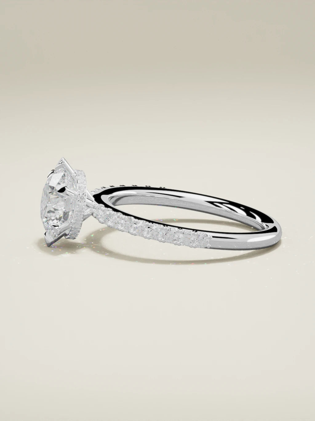The Vitral round lab-grown diamond solitaire in 14K white gold, side view