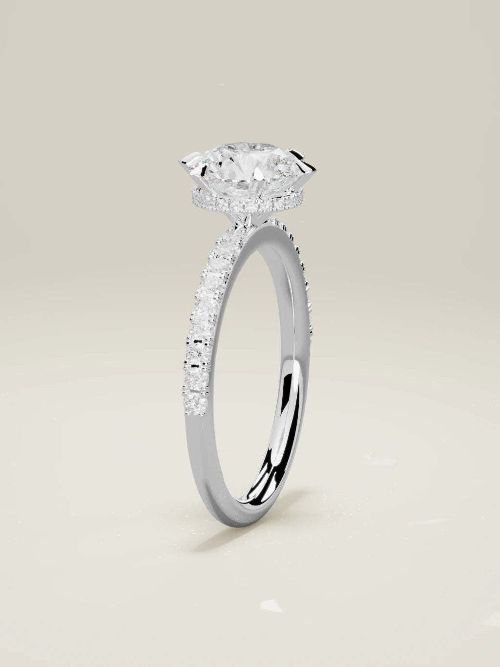 The Vitral round lab-grown diamond solitaire in 14K white gold, standing front view
