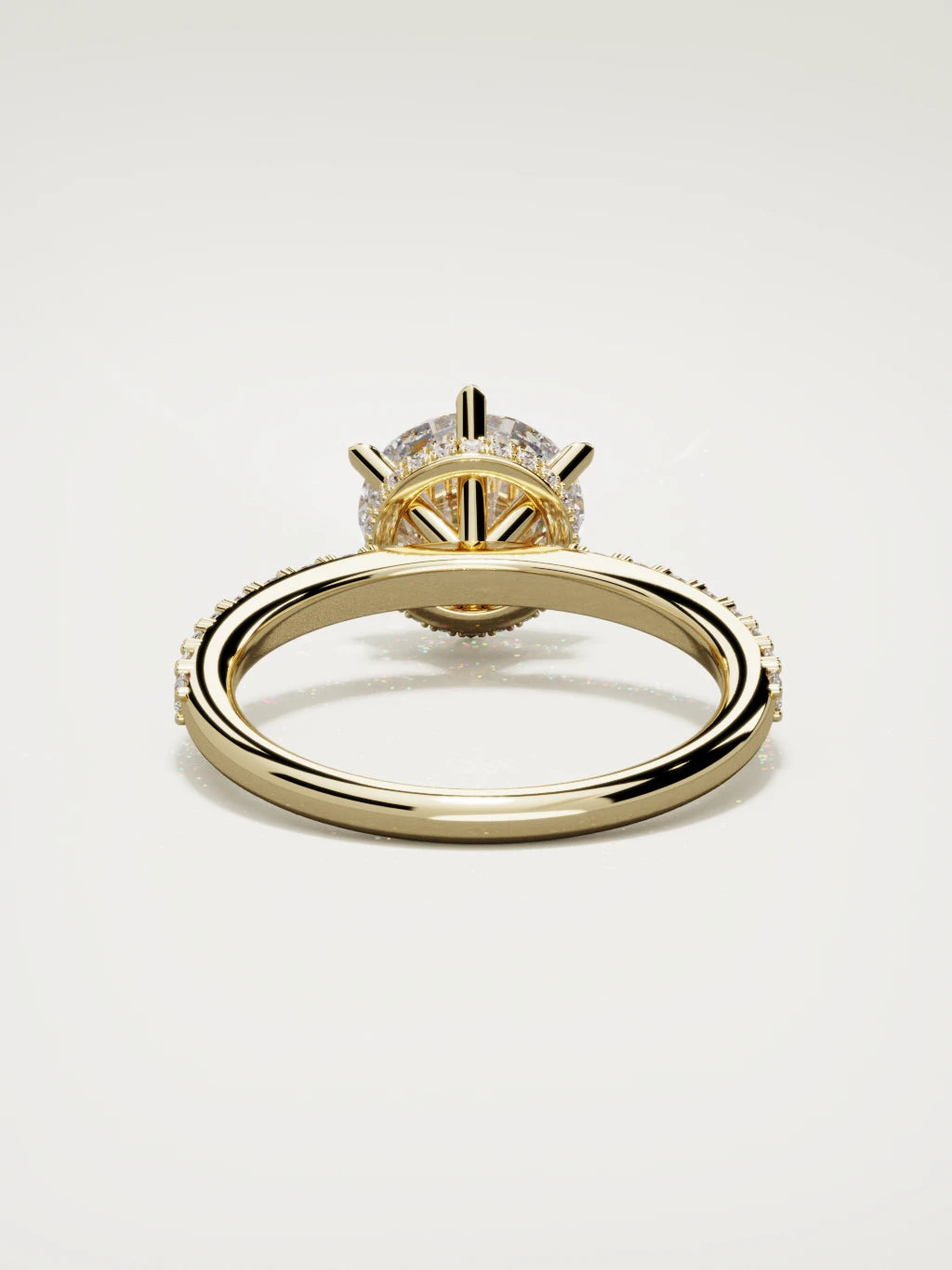 The Vitral round lab-grown diamond solitaire in 14K yellow gold, back view