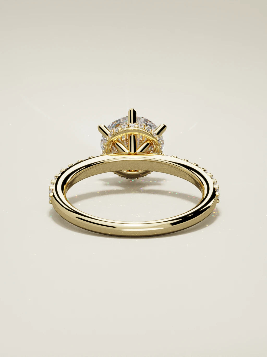 The Vitral round lab-grown diamond solitaire in 14K yellow gold, back view