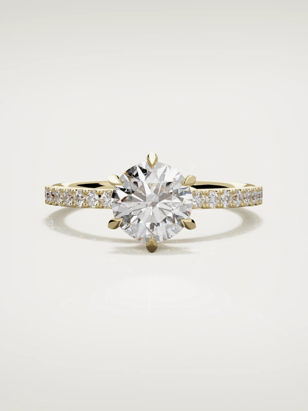 The Vitral round lab-grown diamond solitaire in 14K yellow gold, front view