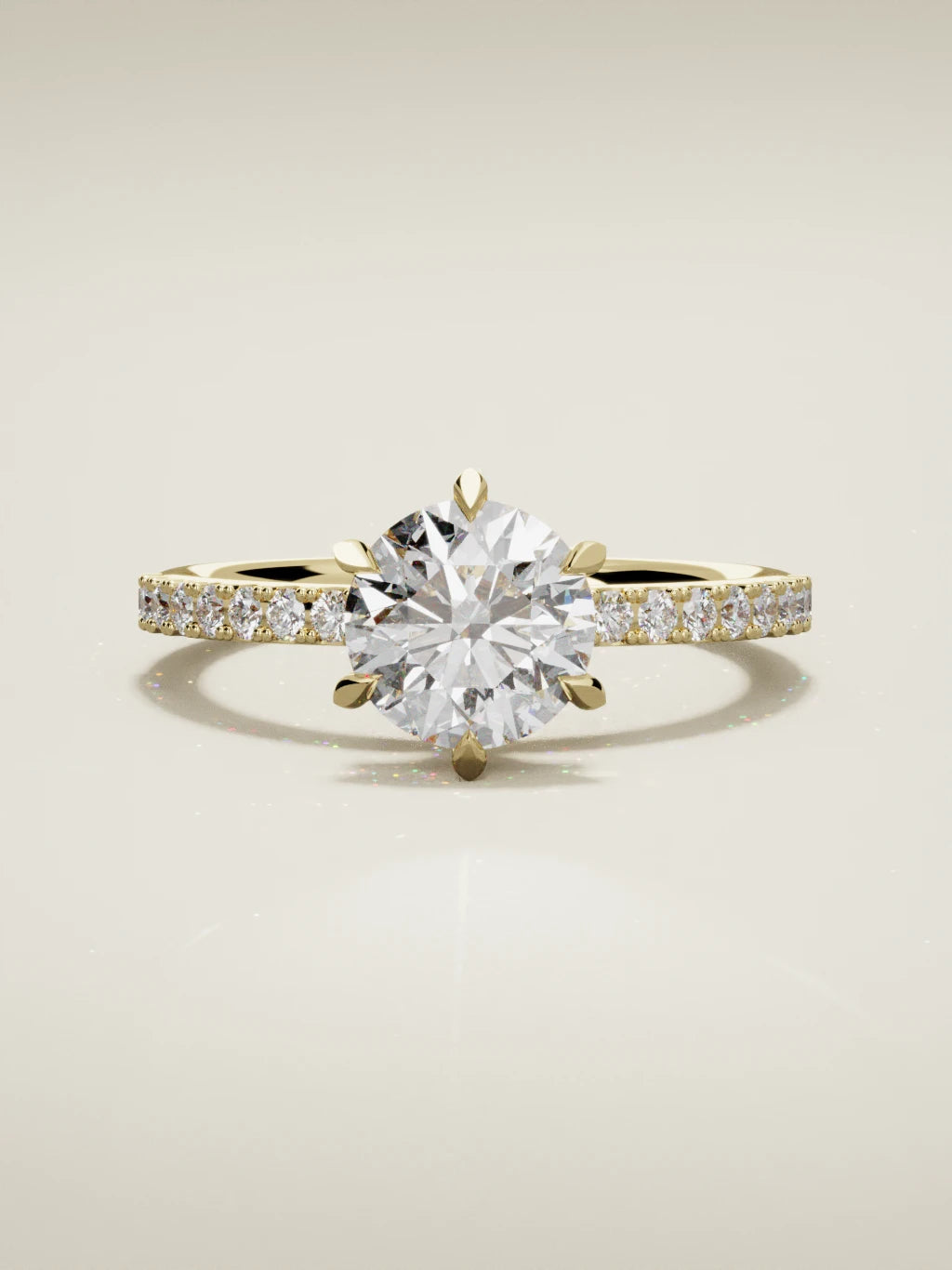 The Vitral round lab-grown diamond solitaire in 14K yellow gold, front view