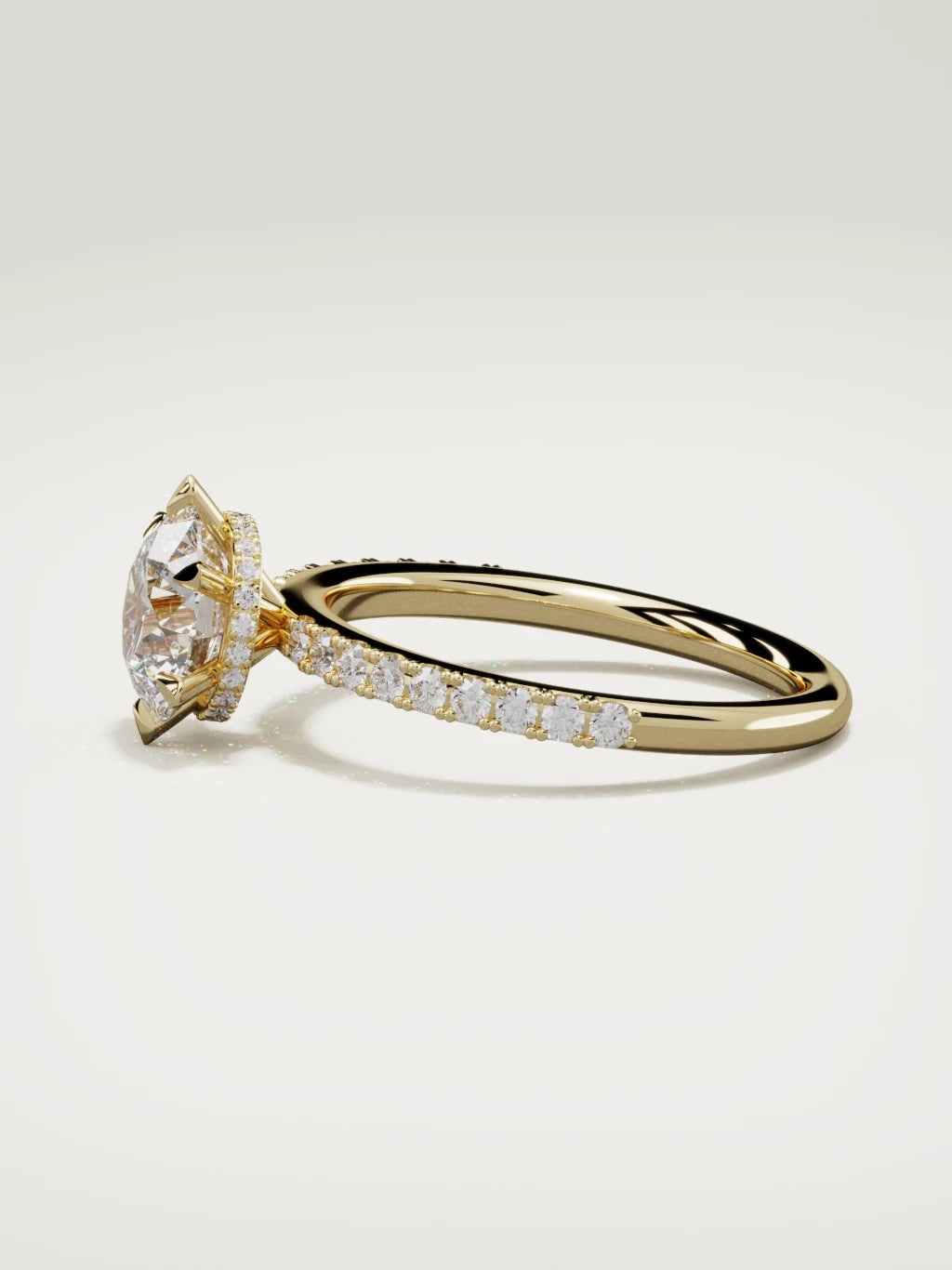 The Vitral round lab-grown diamond solitaire in 14K yellow gold, side view
