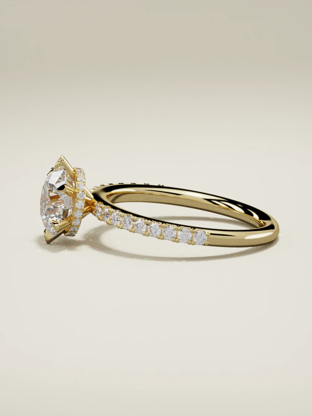 The Vitral round lab-grown diamond solitaire in 14K yellow gold, side view