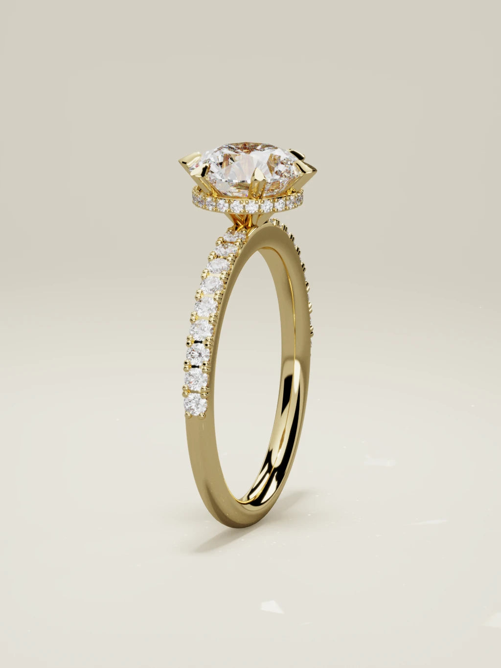The Vitral round lab-grown diamond solitaire in 14K yellow gold, standing front view