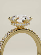 The Vitral round lab-grown diamond solitaire in 14K yellow gold, standing three-quarter view
