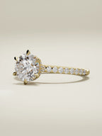 The Vitral round lab-grown diamond solitaire in 14K yellow gold, three-quarter view
