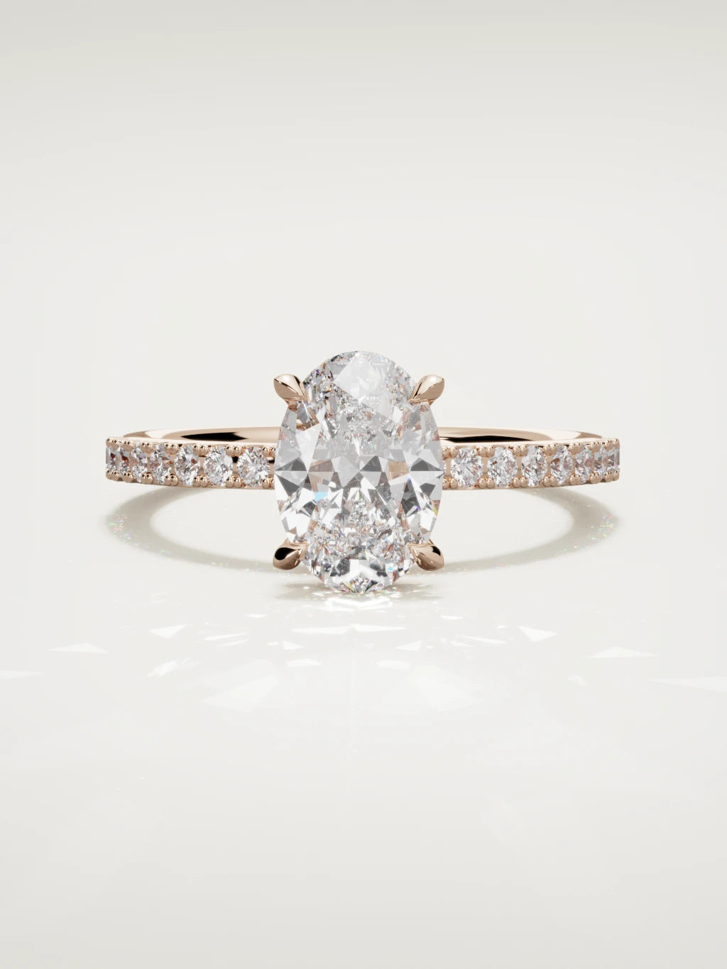 The Vitral oval lab-grown diamond solitaire in 14K rose gold, front view