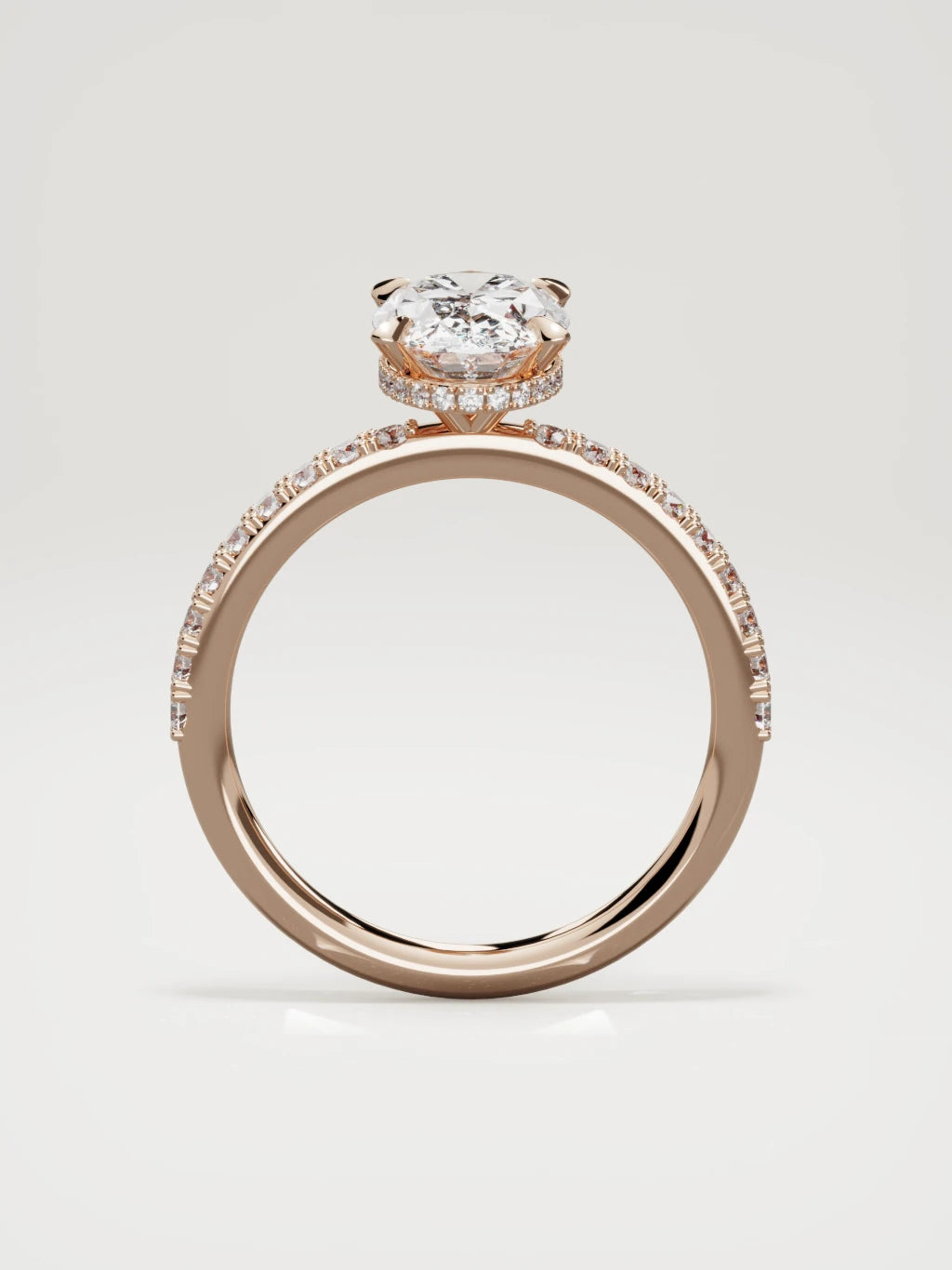 The Vitral oval lab-grown diamond solitaire in 14K rose gold, standing front view