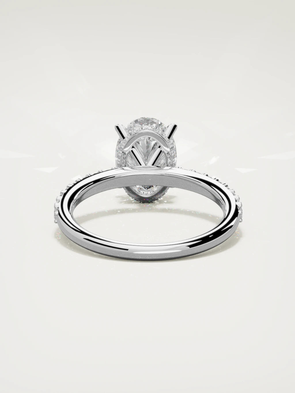 The Vitral oval lab-grown diamond solitaire in 14K white gold, back view