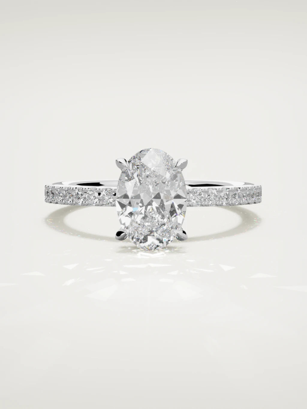 The Vitral oval lab-grown diamond solitaire in 14K white gold, front view
