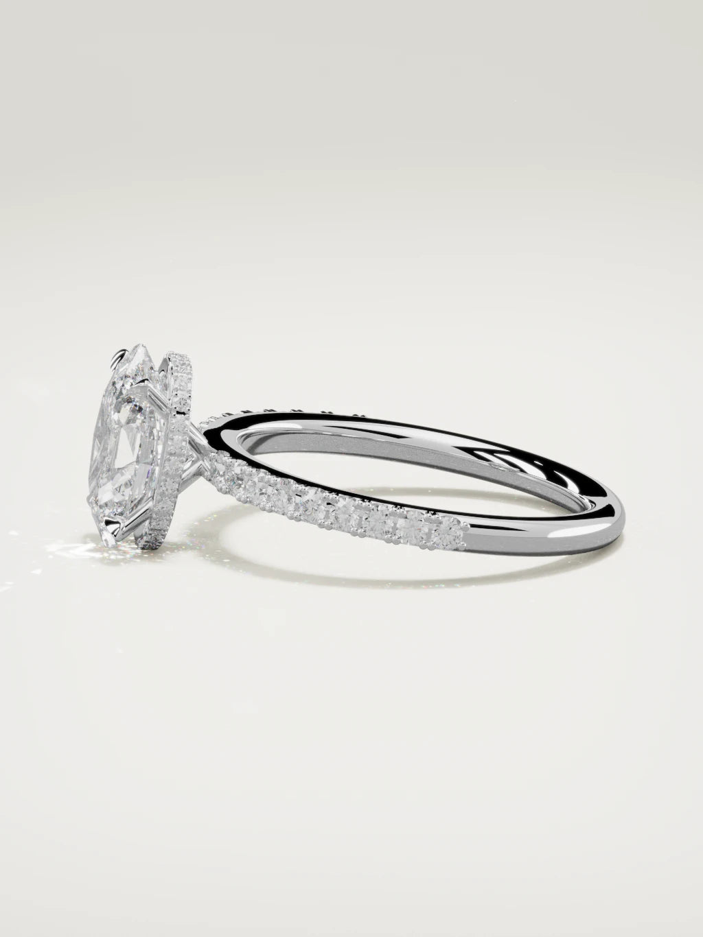 The Vitral oval lab-grown diamond solitaire in 14K white gold, side view