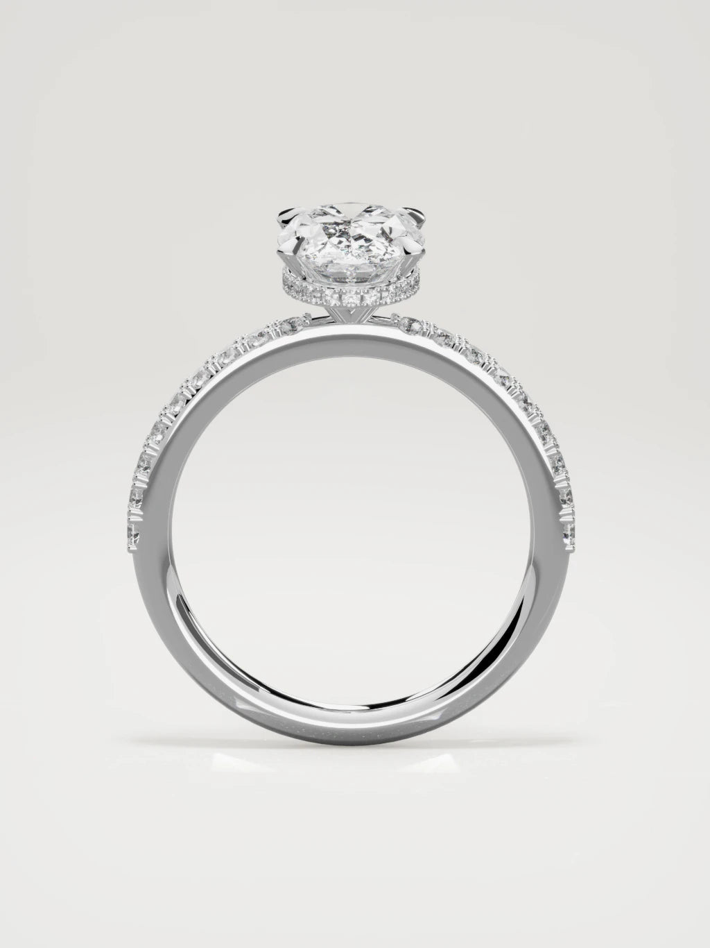The Vitral oval lab-grown diamond solitaire in 14K white gold, standing front view