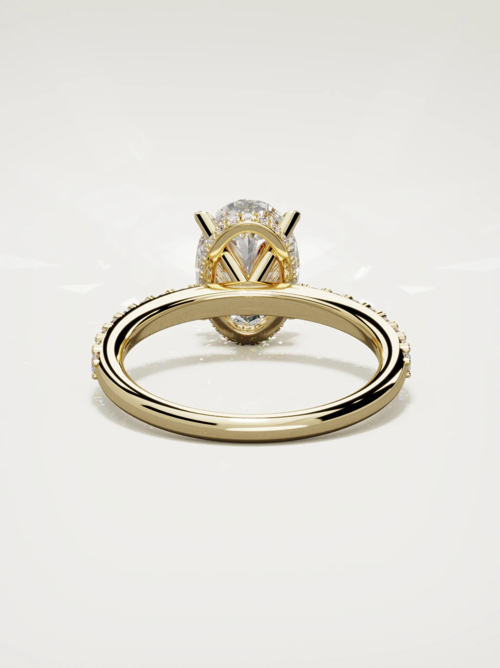 The Vitral oval lab-grown diamond solitaire in 14K yellow gold, back view