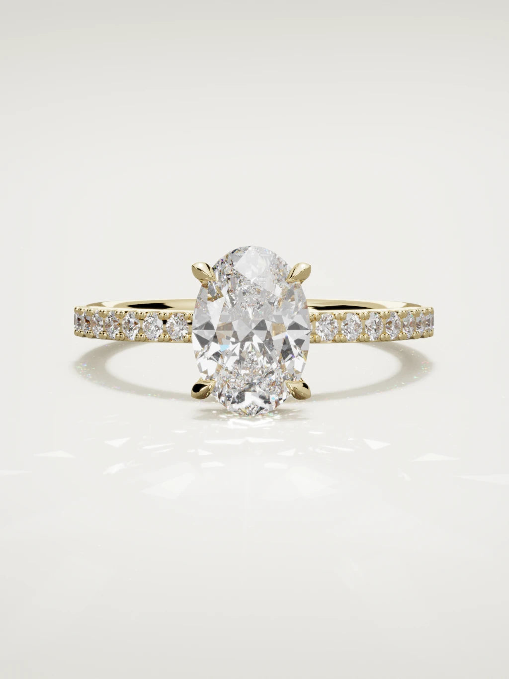 The Vitral oval lab-grown diamond solitaire in 14K yellow gold, front view