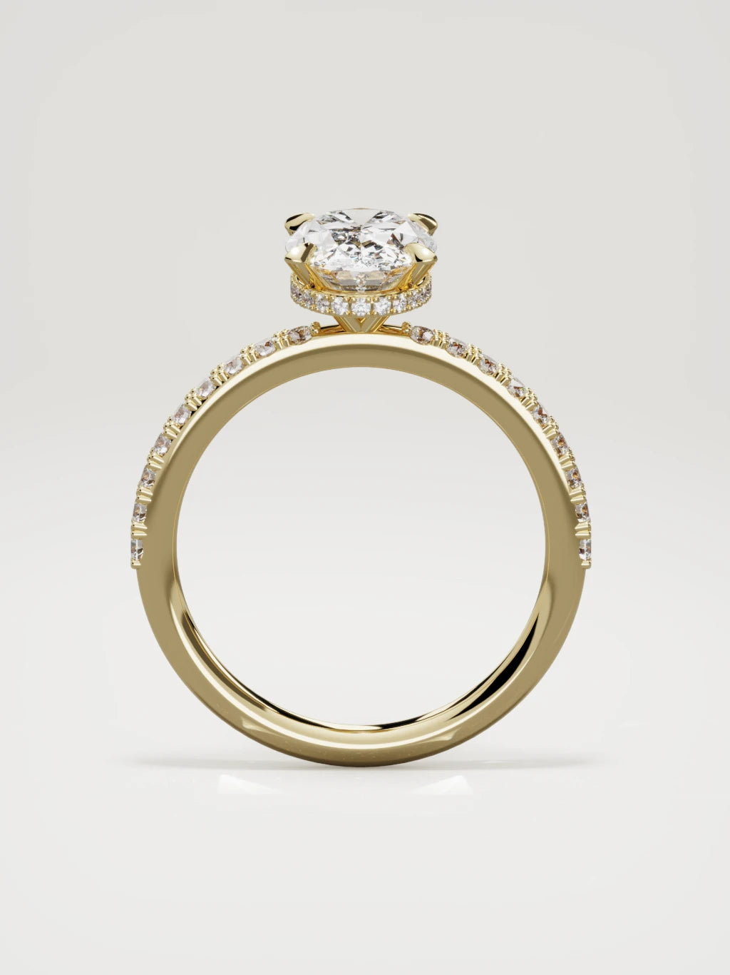 The Vitral oval lab-grown diamond solitaire in 14K yellow gold, standing front view