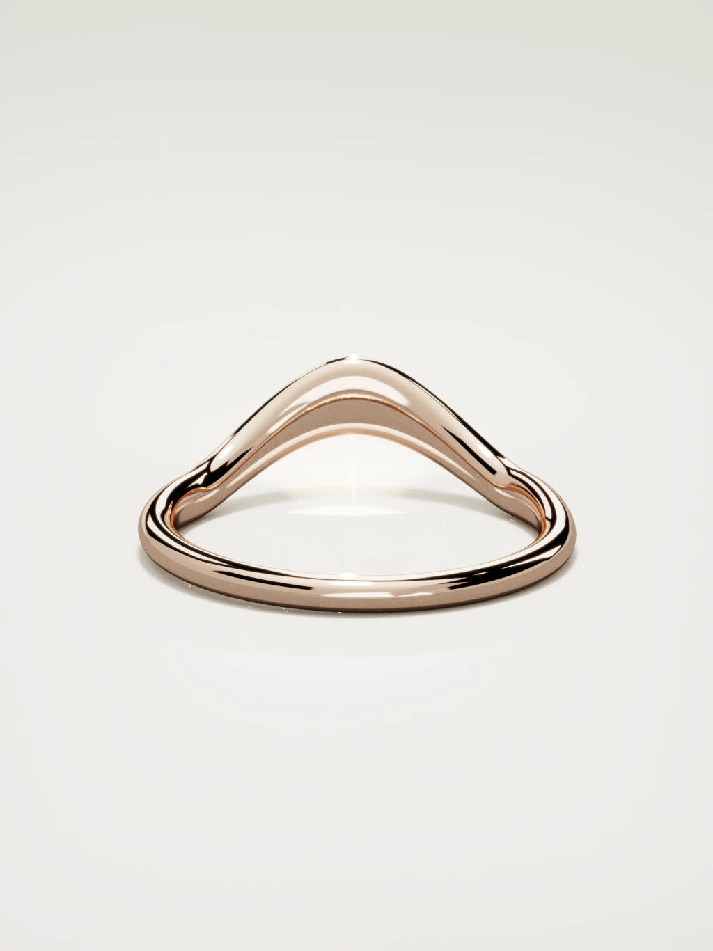 The Aria high contour wedding band in 14K rose gold, back view