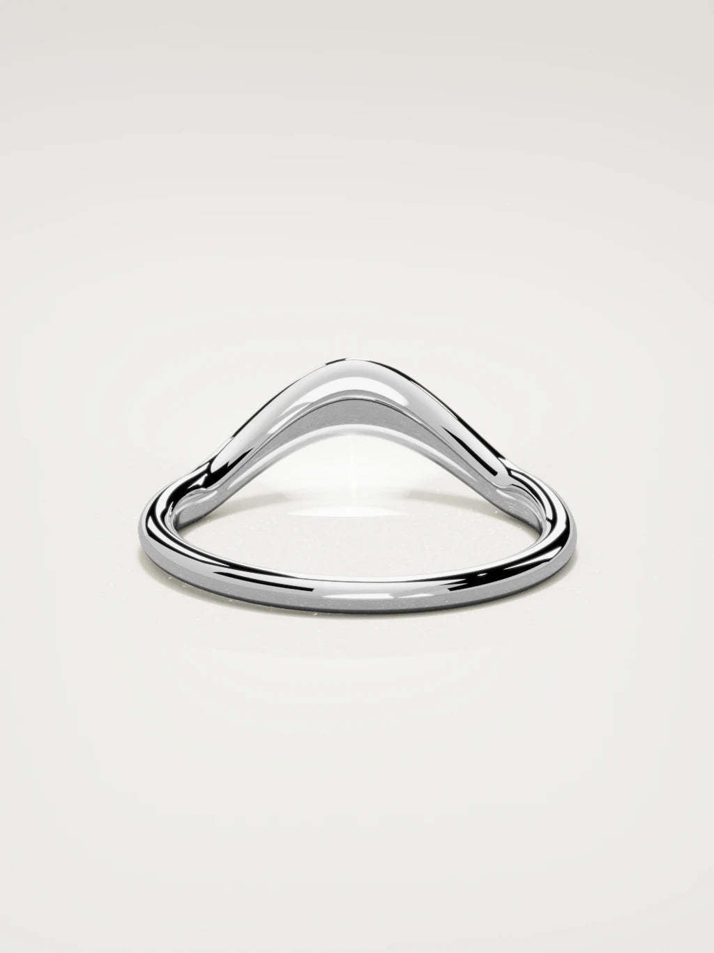 The Aria high contour wedding band in 14K white gold, back view
