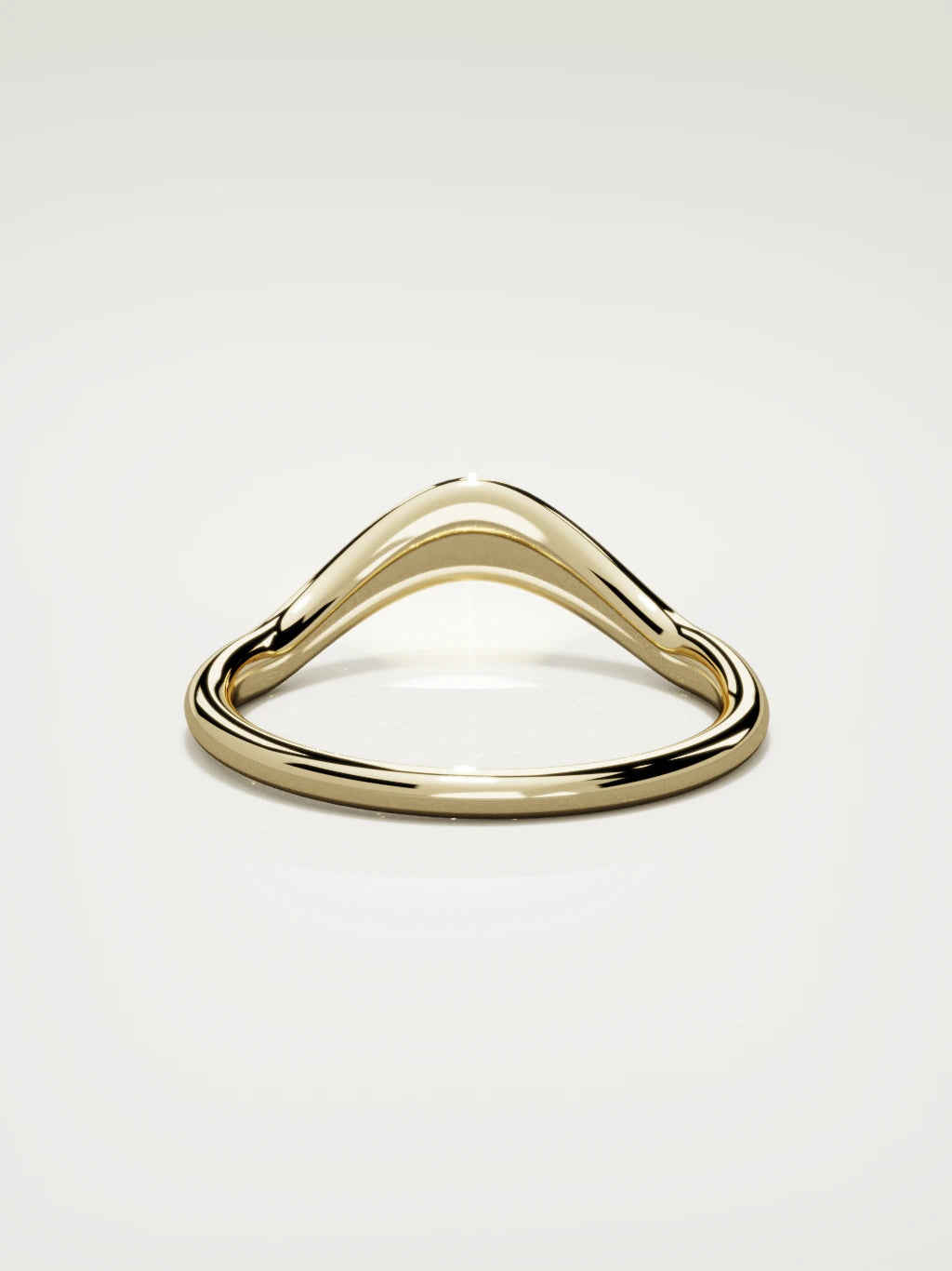 The Aria high contour wedding band in 14K yellow gold, back view