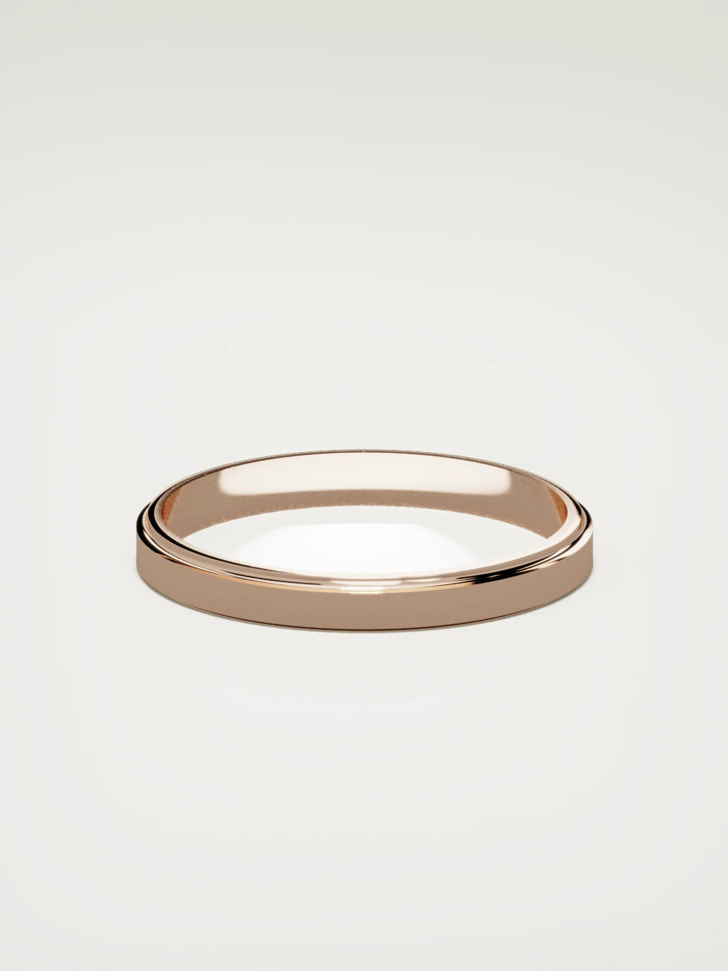 The Marco beveled-edge men's wedding band in 14K rose gold, 3 mm, back view