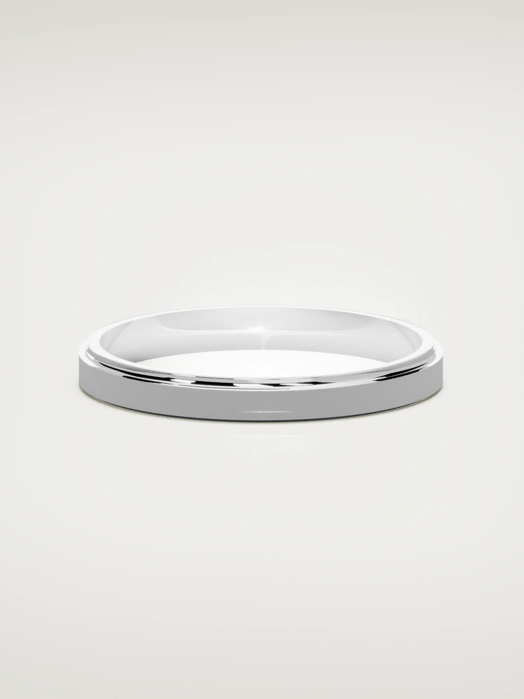 The Marco beveled-edge men's wedding band in 14K white gold, 3 mm, front view