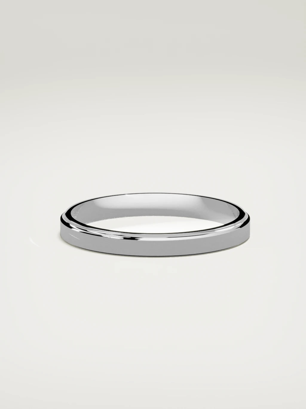 The Marco beveled-edge men's wedding band in 14K white gold, 3 mm, side view