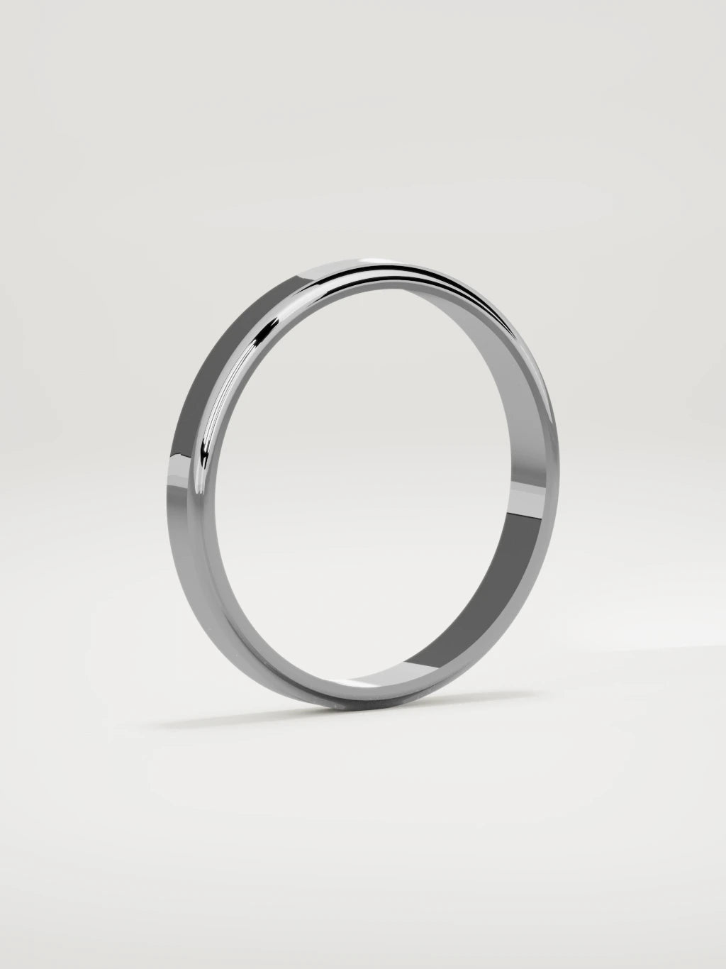 The Marco beveled-edge men's wedding band in 14K white gold, 3 mm, standing three-quarter view