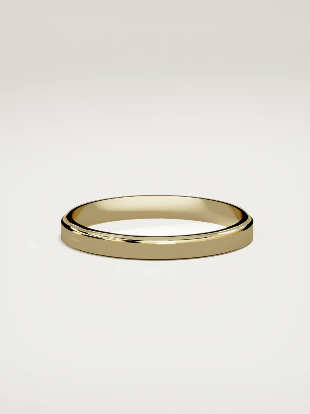 The Marco beveled-edge men's wedding band in 14K yellow gold, 3 mm, side view