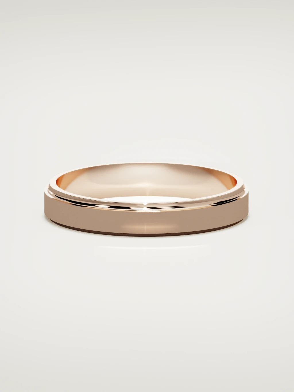 The Marco beveled-edge men's wedding band in 14K rose gold, 4 mm, front view