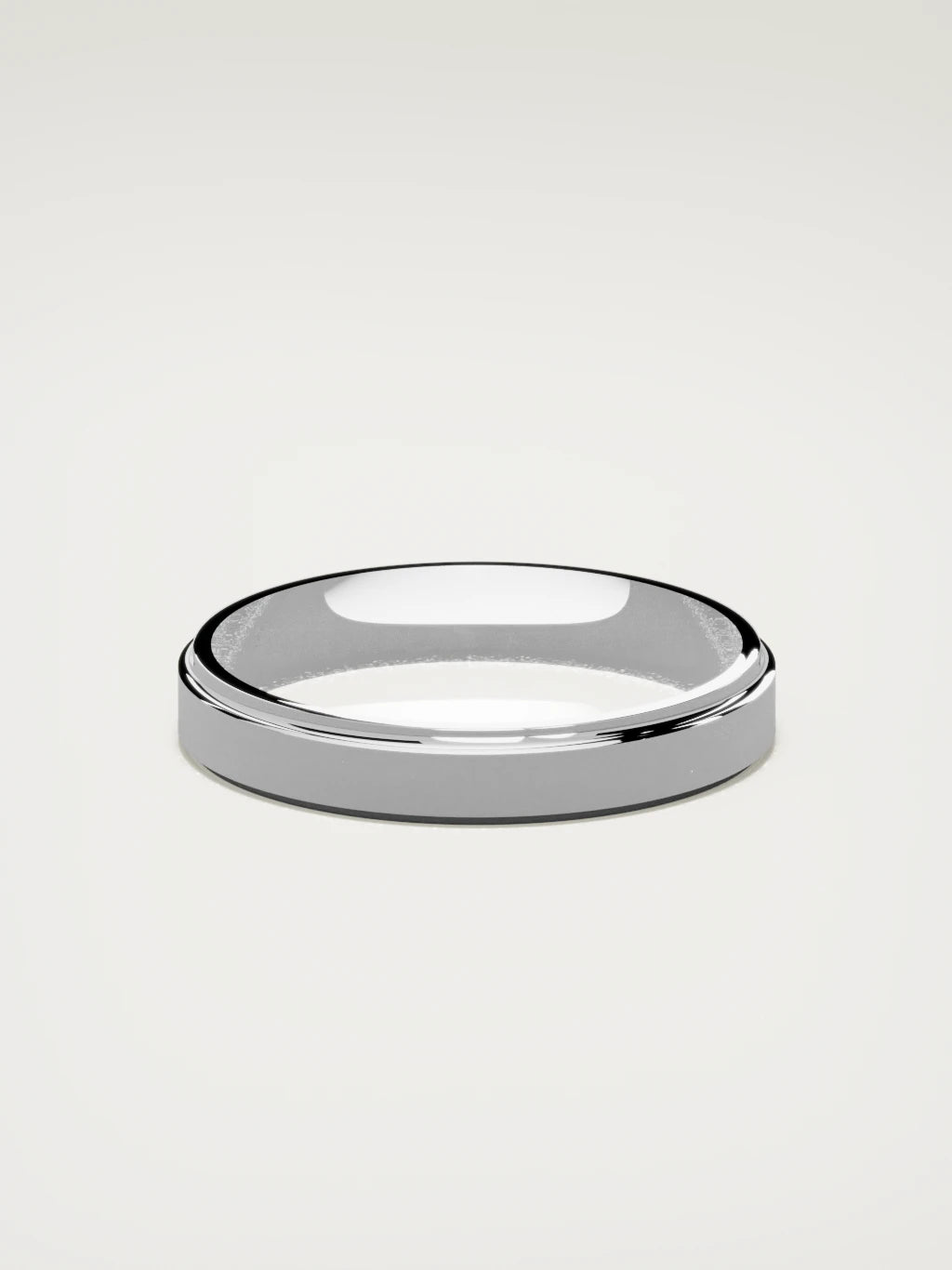 The Marco beveled-edge men's wedding band in 14K white gold, 4 mm, back view