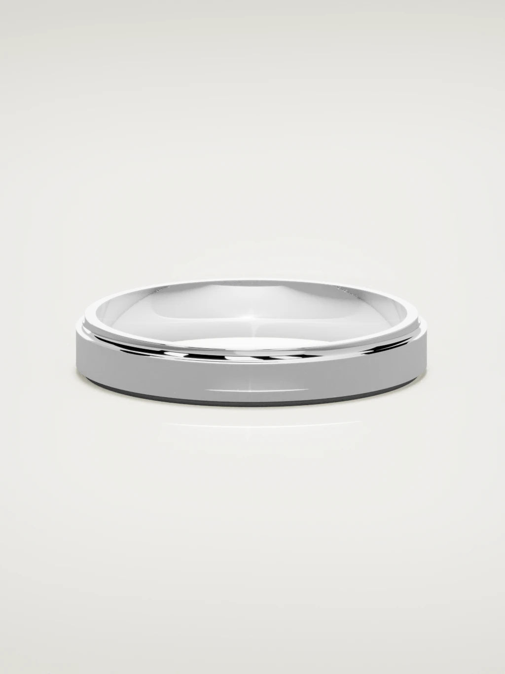 The Marco beveled-edge men's wedding band in 14K white gold, 4 mm, front view