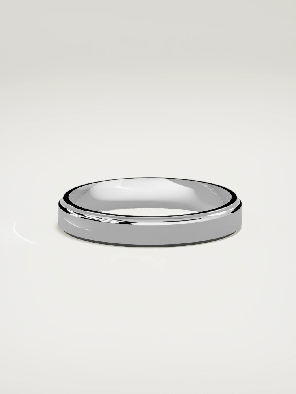 The Marco beveled-edge men's wedding band in 14K white gold, 4 mm, side view