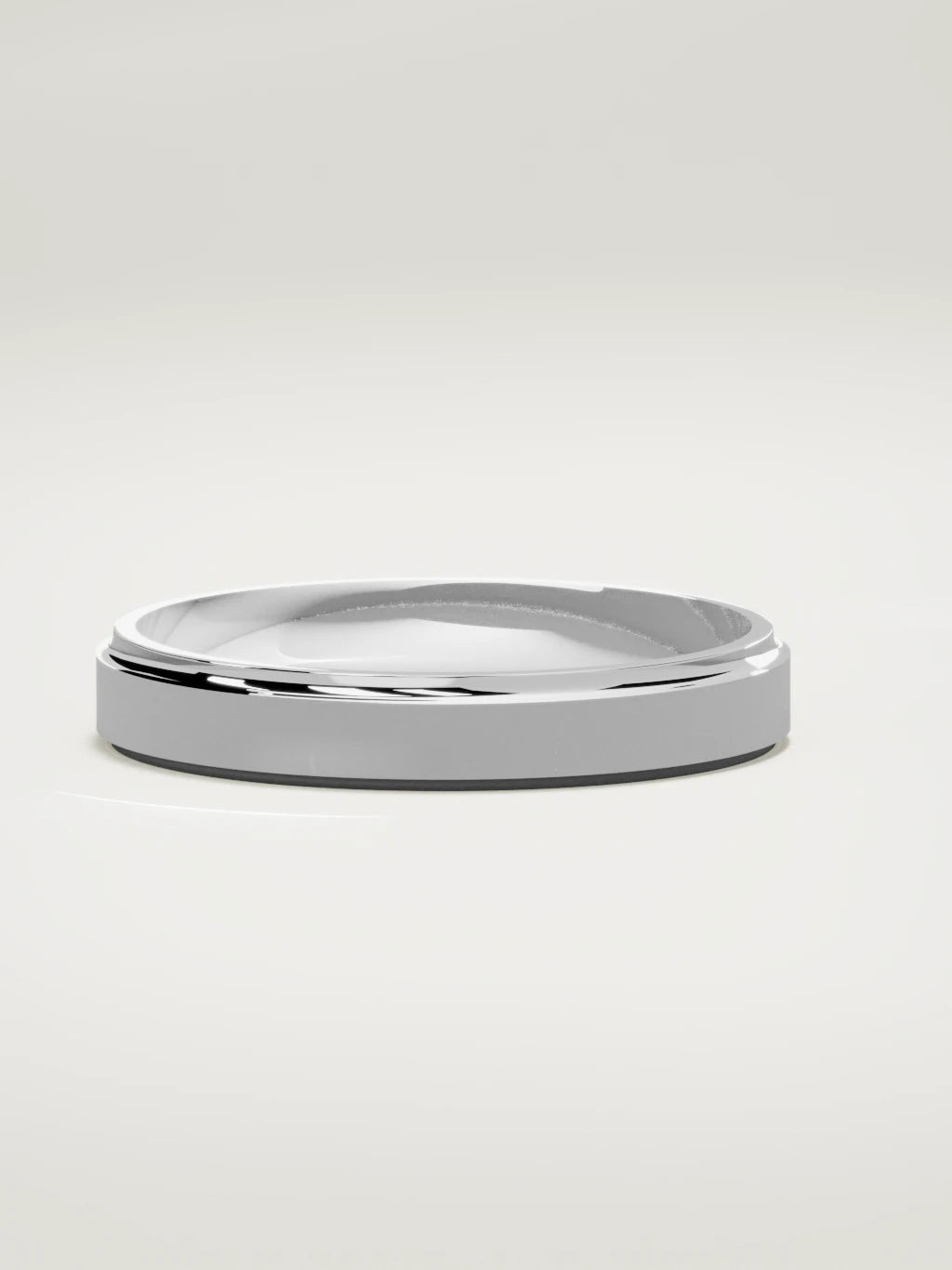 The Marco beveled-edge men's wedding band in 14K white gold, 4 mm, three-quarter view