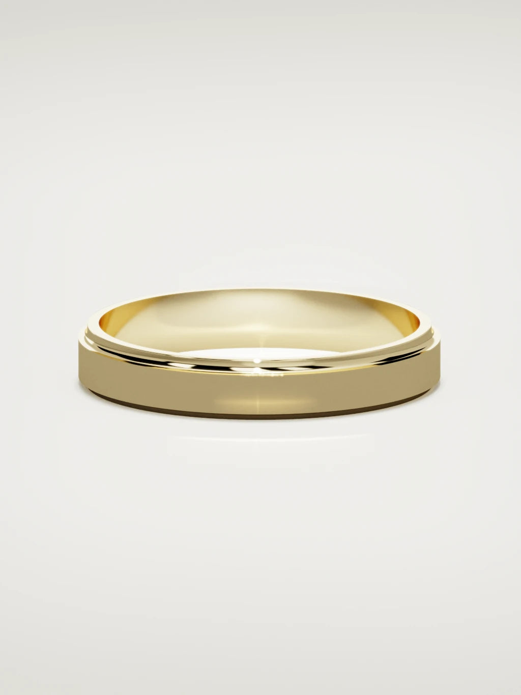 The Marco beveled-edge men's wedding band in 14K yellow gold, 4 mm, front view