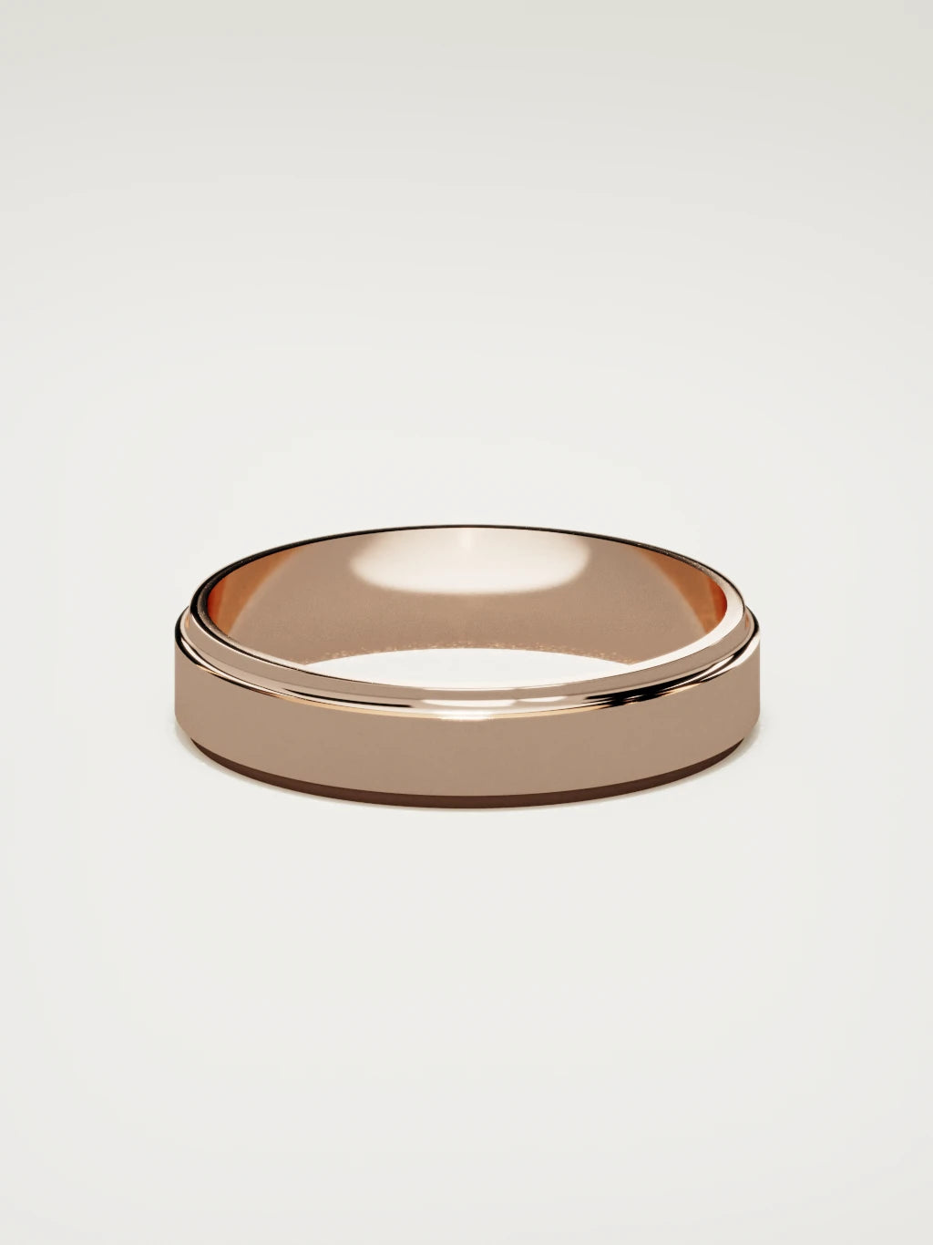 The Marco beveled-edge men's wedding band in 14K rose gold, 5 mm, back view