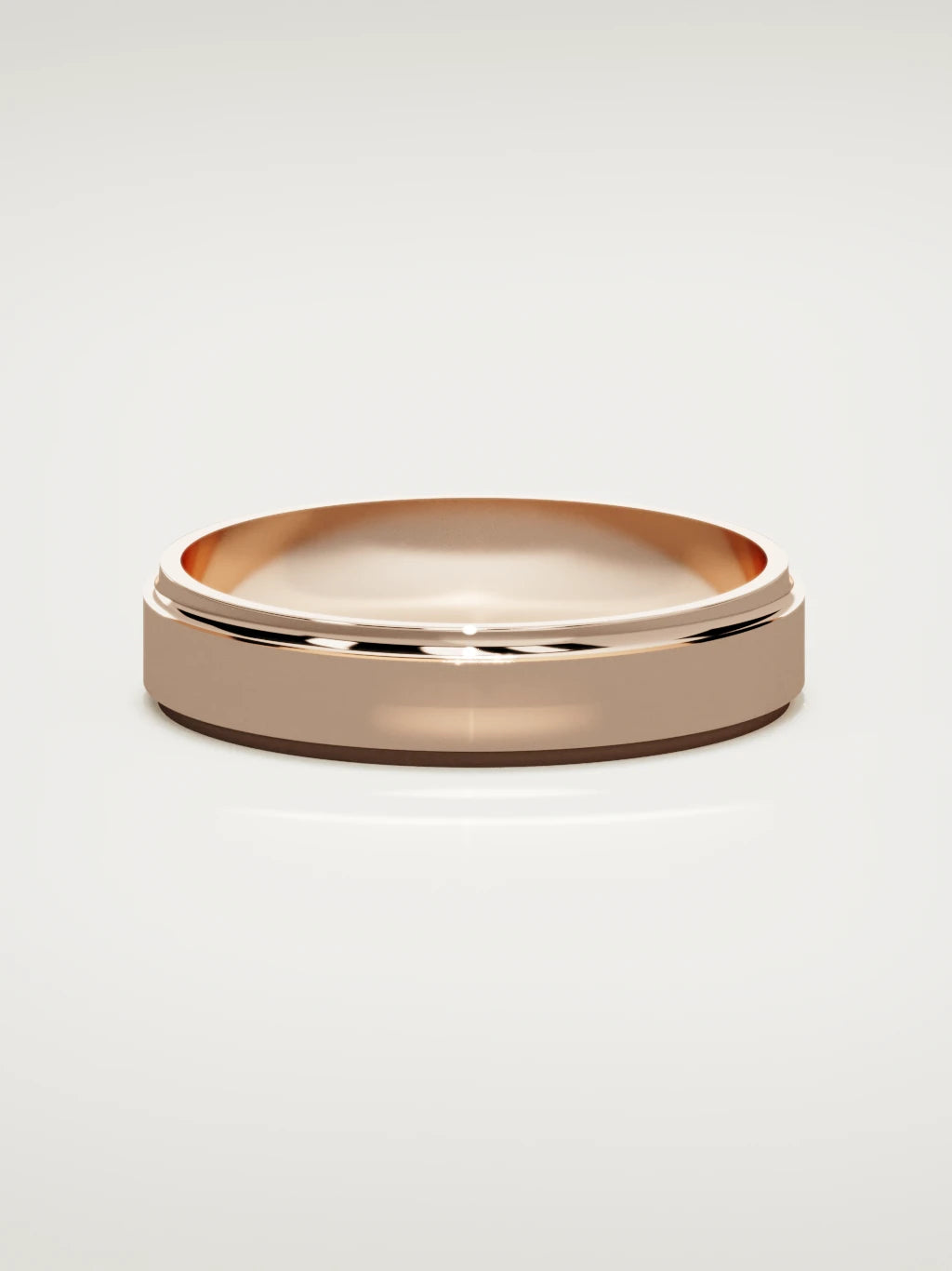 The Marco beveled-edge men's wedding band in 14K rose gold, 5 mm, front view