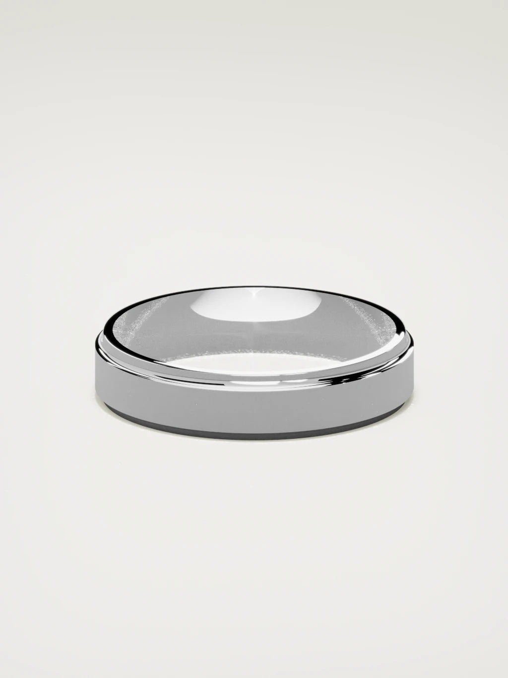 The Marco beveled-edge men's wedding band in 14K white gold, 5 mm, back view