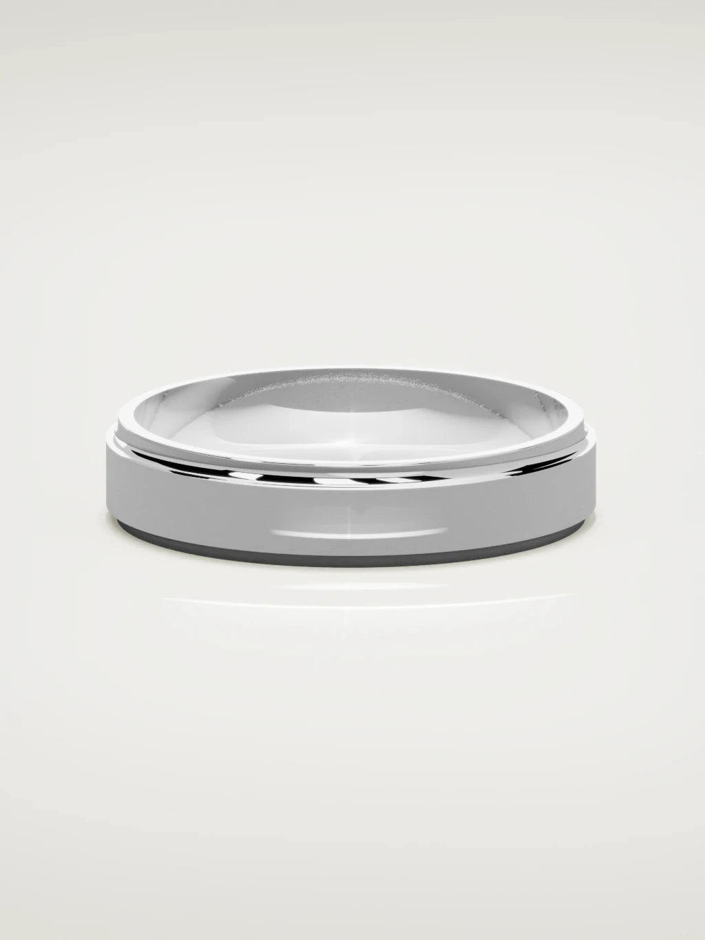 The Marco beveled-edge men's wedding band in 14K white gold, 5 mm, front view