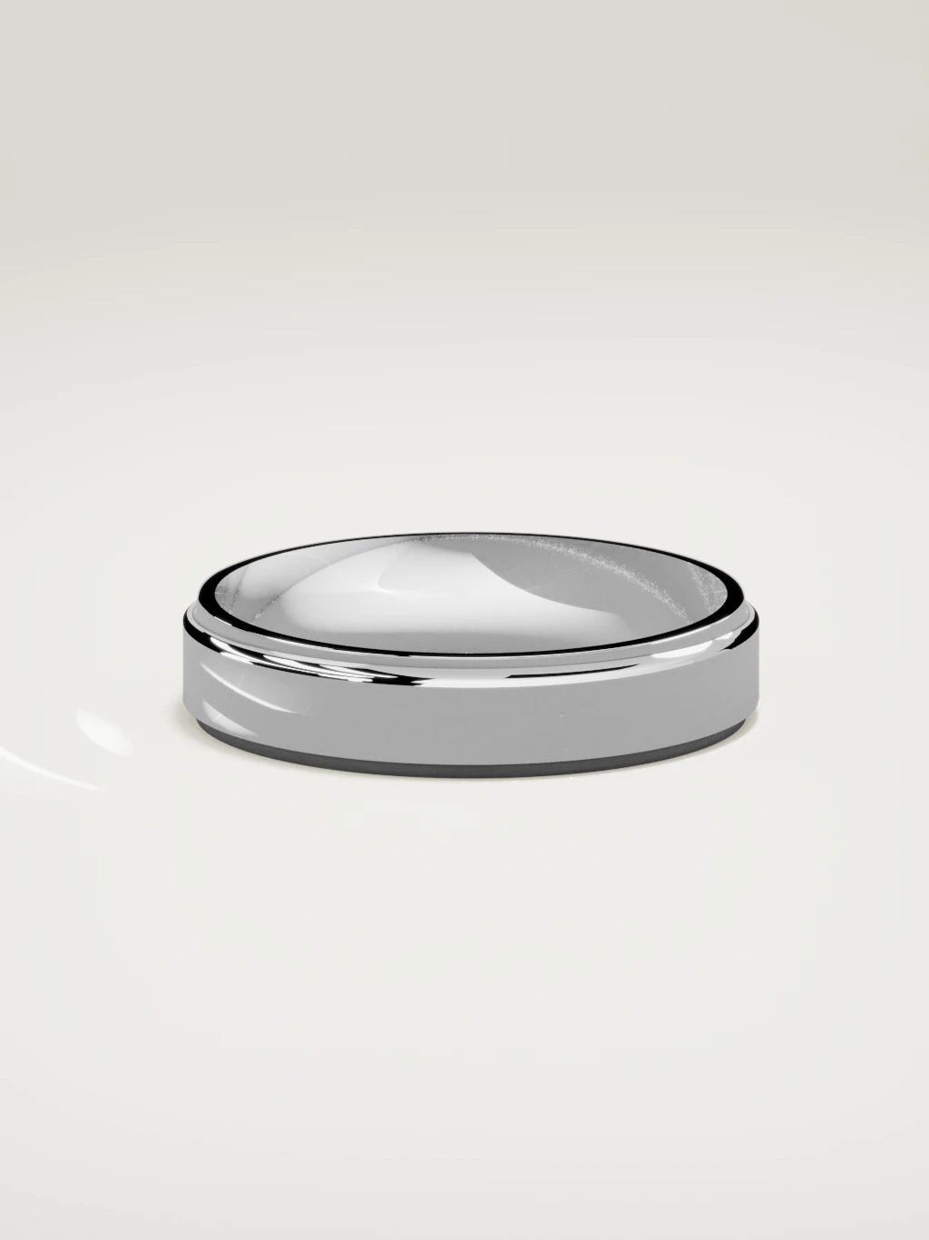 The Marco beveled-edge men's wedding band in 14K white gold, 5 mm, side view