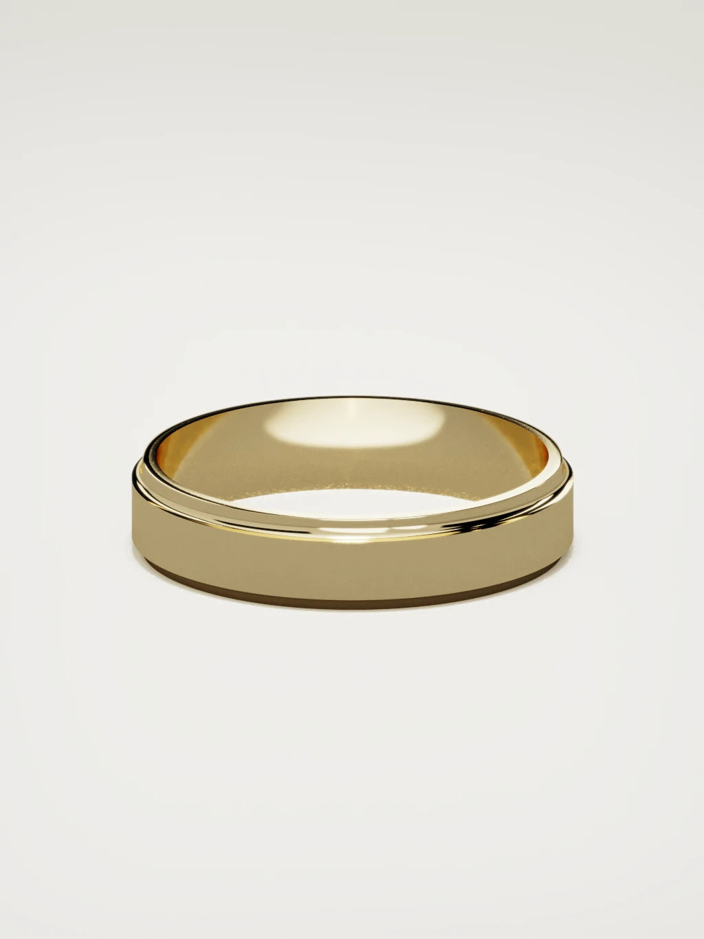 The Marco beveled-edge men's wedding band in 14K yellow gold, 5 mm, back view