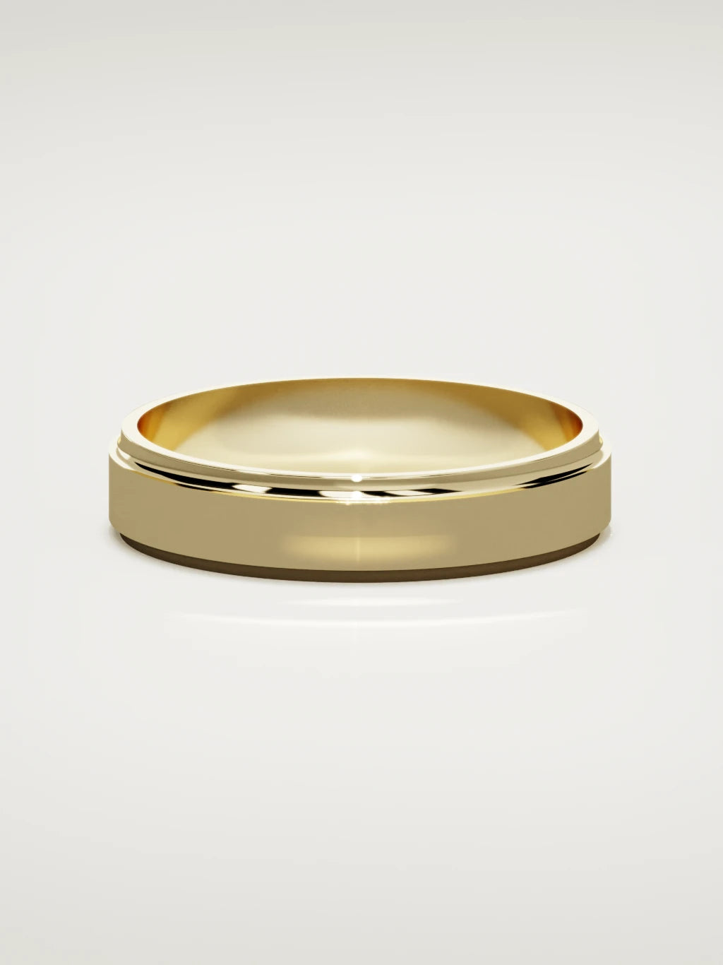The Marco beveled-edge men's wedding band in 14K yellow gold, 5 mm, front view