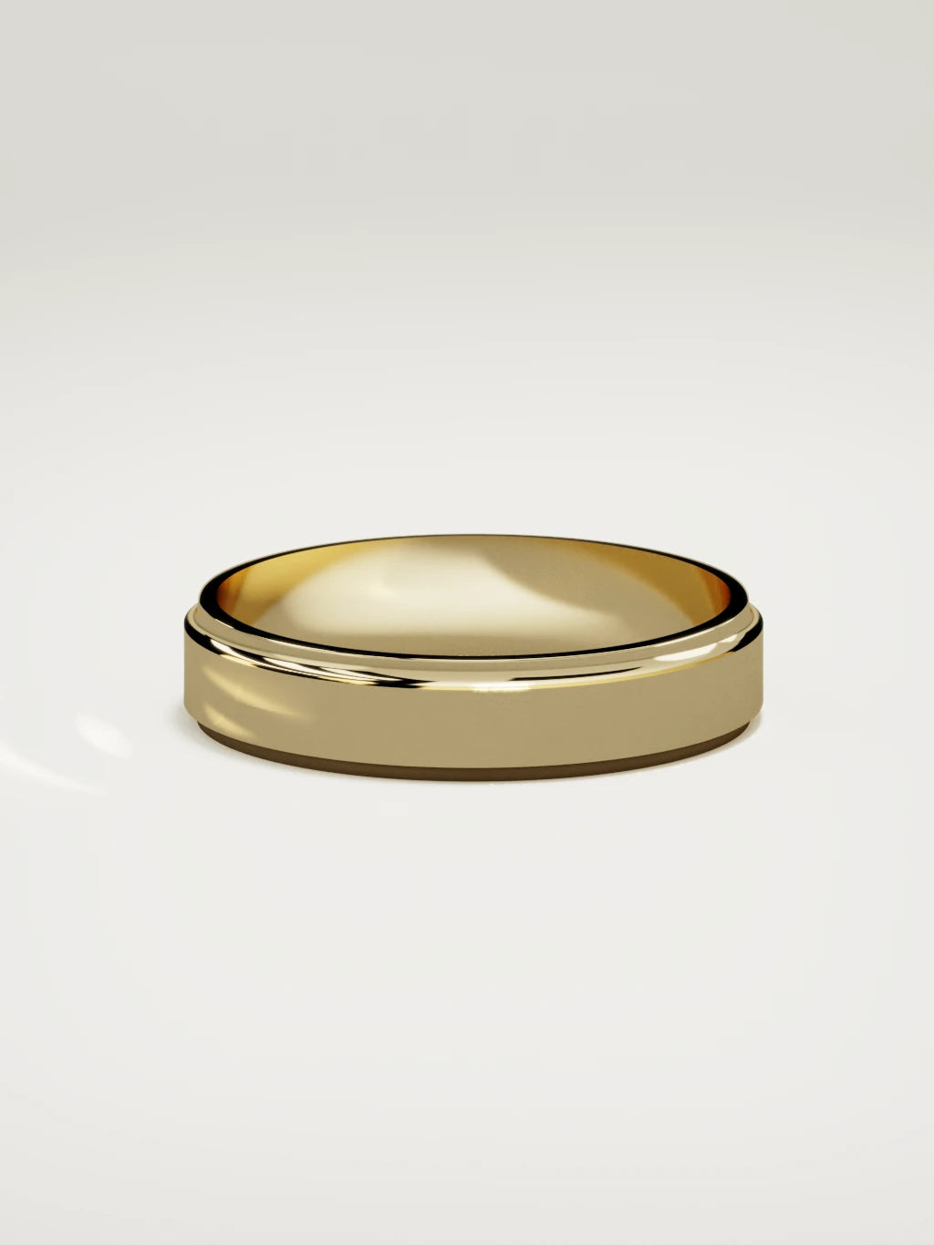 The Marco beveled-edge men's wedding band in 14K yellow gold, 5 mm, side view