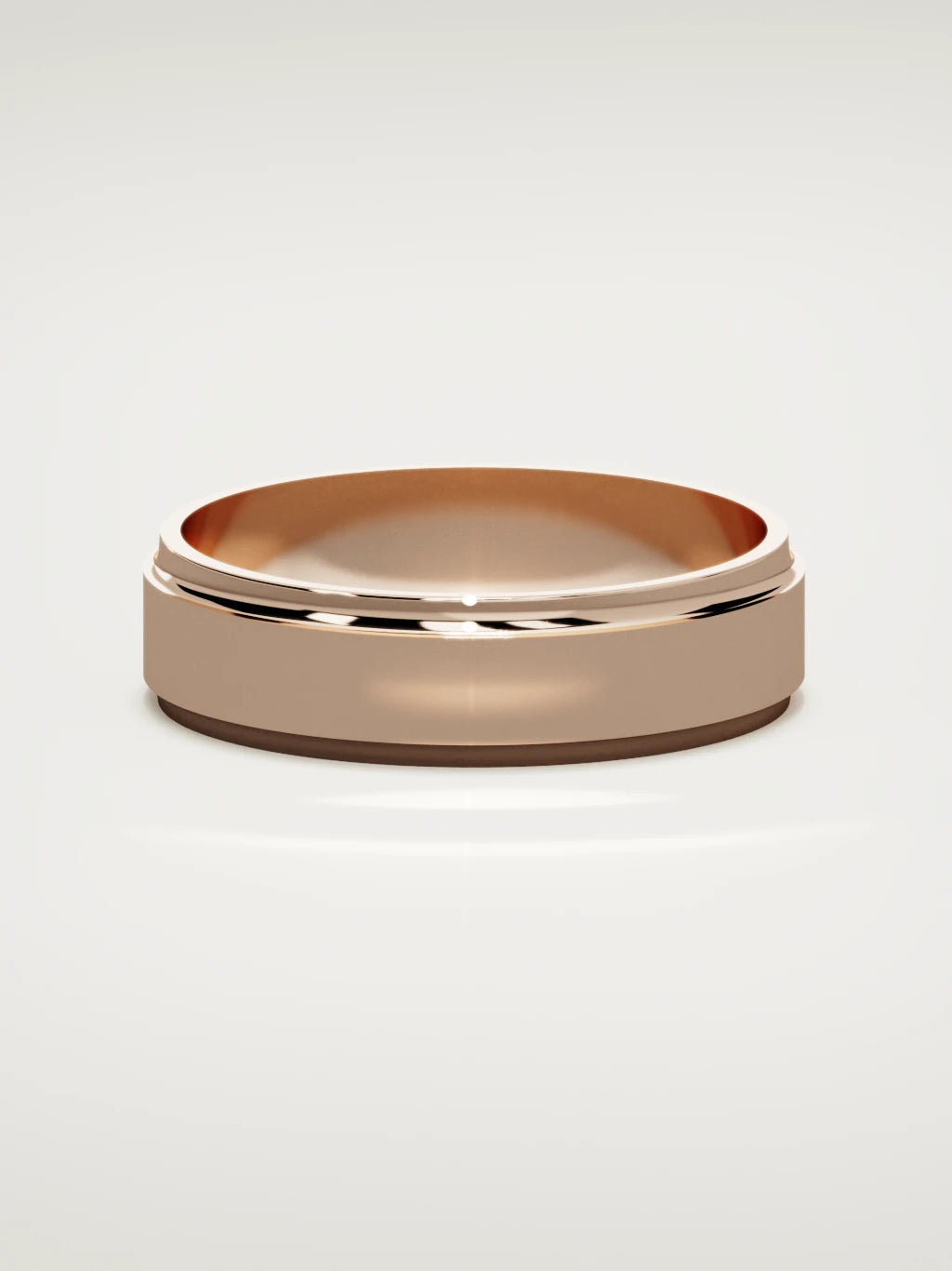 The Marco beveled-edge men's wedding band in 14K rose gold, 6 mm, front view
