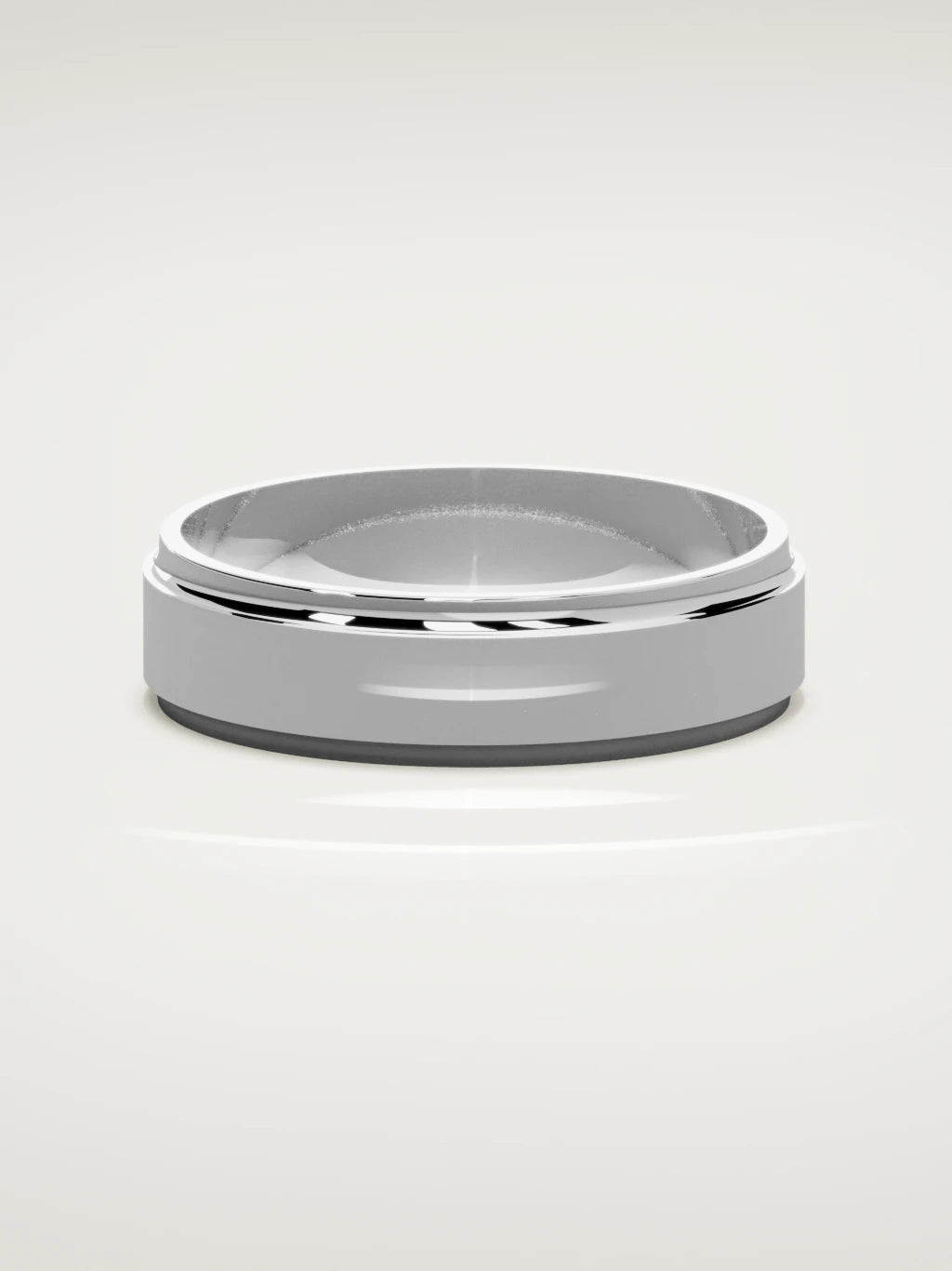 The Marco beveled-edge men's wedding band in 14K white gold, 6 mm, front view