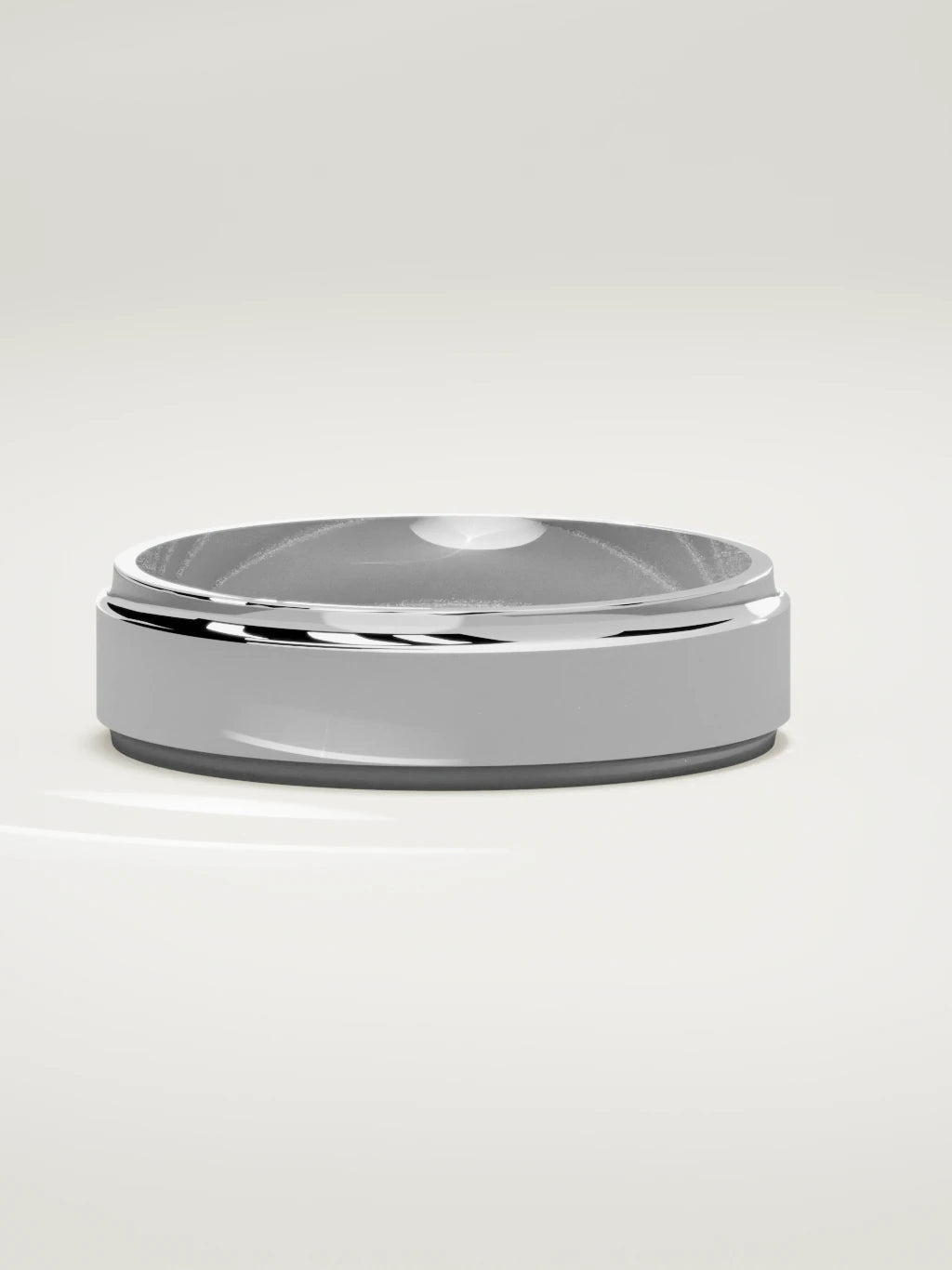 The Marco beveled-edge men's wedding band in 14K white gold, 6 mm, three-quarter view