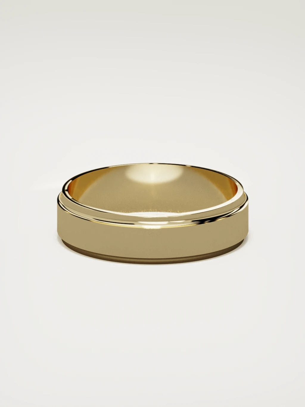 The Marco beveled-edge men's wedding band in 14K yellow gold, 6 mm, back view