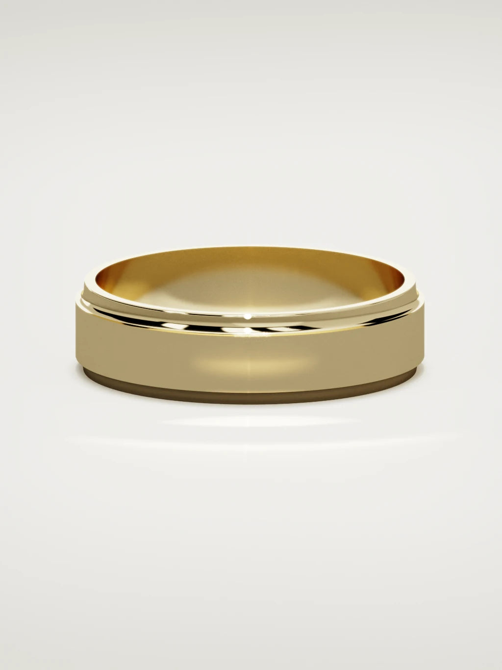 The Marco beveled-edge men's wedding band in 14K yellow gold, 6 mm, front view