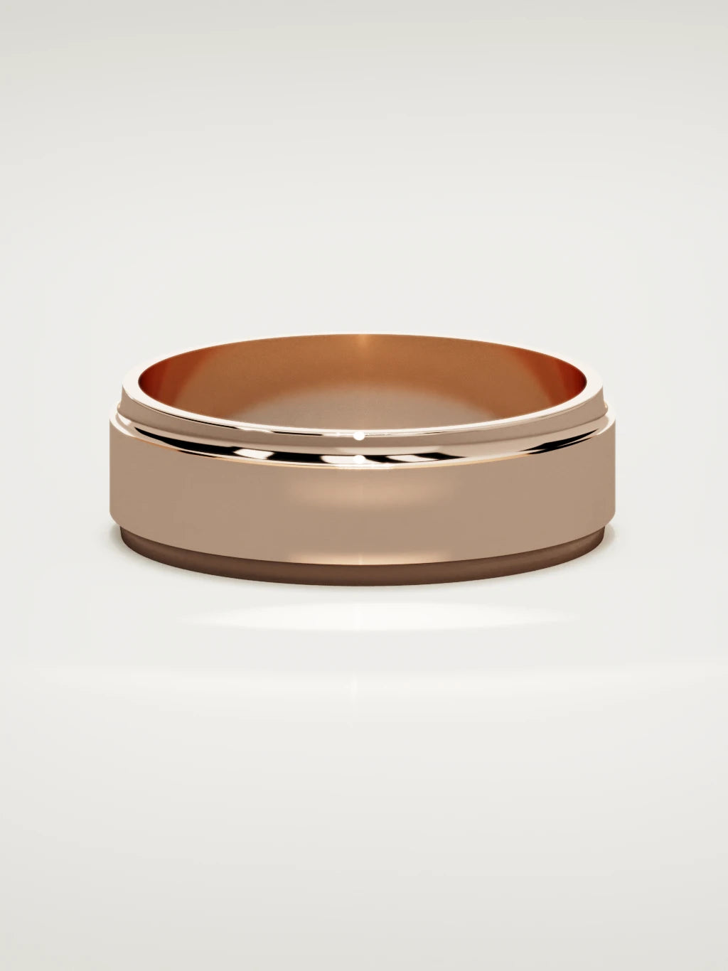 The Marco beveled-edge men's wedding band in 14K rose gold, 7 mm, front view