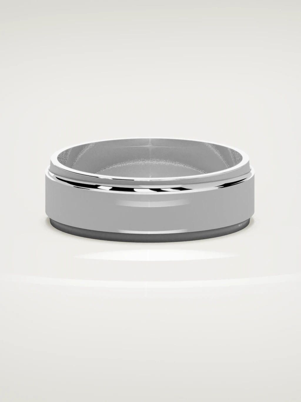 The Marco beveled-edge men's wedding band in 14K white gold, 7 mm, front view